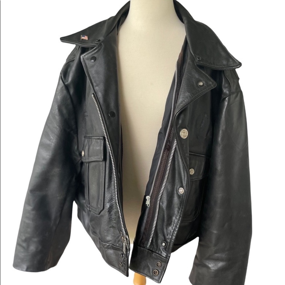 Deans Crew     Police Leather Motorcycle Jacket